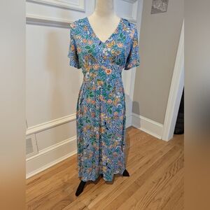 LOFT Floral Blue Dress